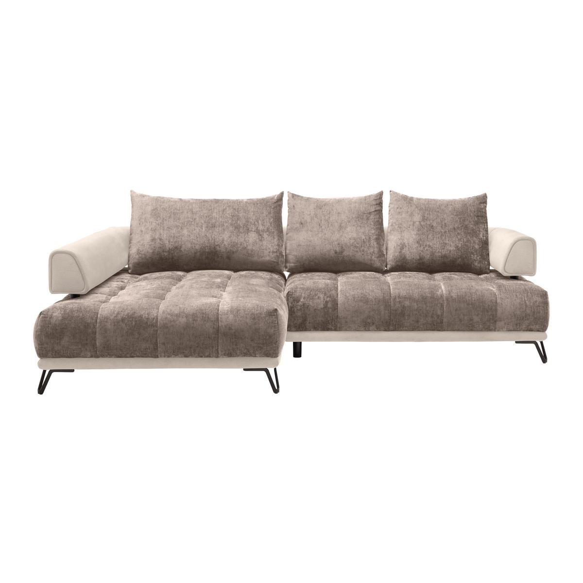 Ecksofa Morgan Cappuccino - Creme/Schwarz, MODERN, Textil/Metall (184/67-87/262cm) - Mömax