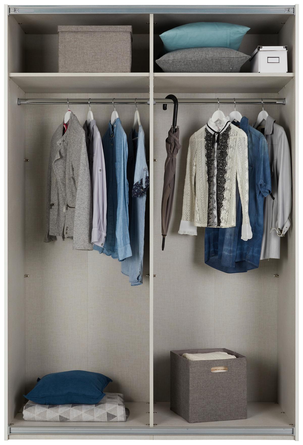 Schwebetürenschrank in Weiss - Weiss, Modern, Holzwerkstoff/Metall (150/222/60cm) - Mömax