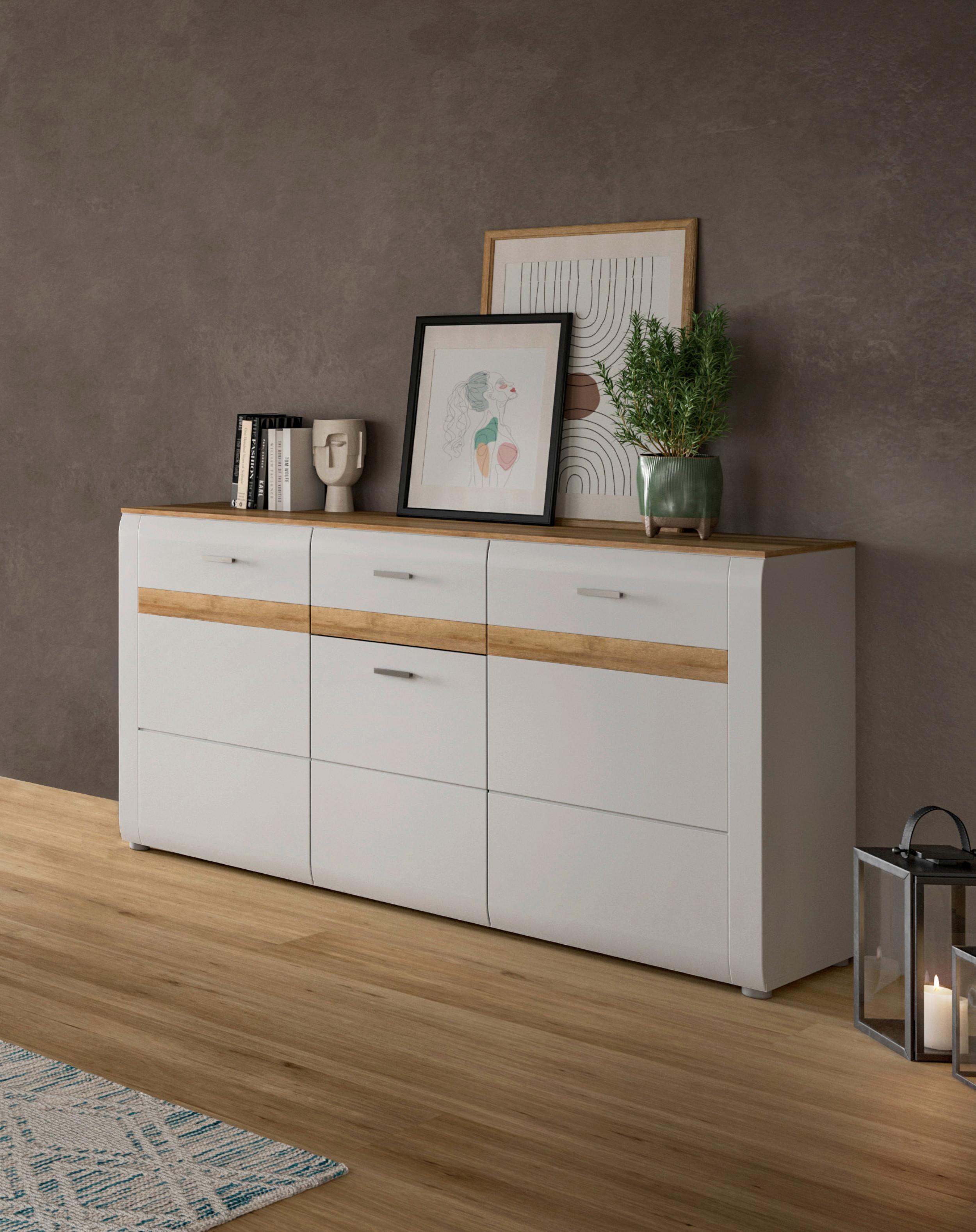 Sideboard Ashton ca. 150x86 cm Aschgrau/Eiche - Design, Holzwerkstoff/Kunststoff (150/86/43cm) - MID.YOU