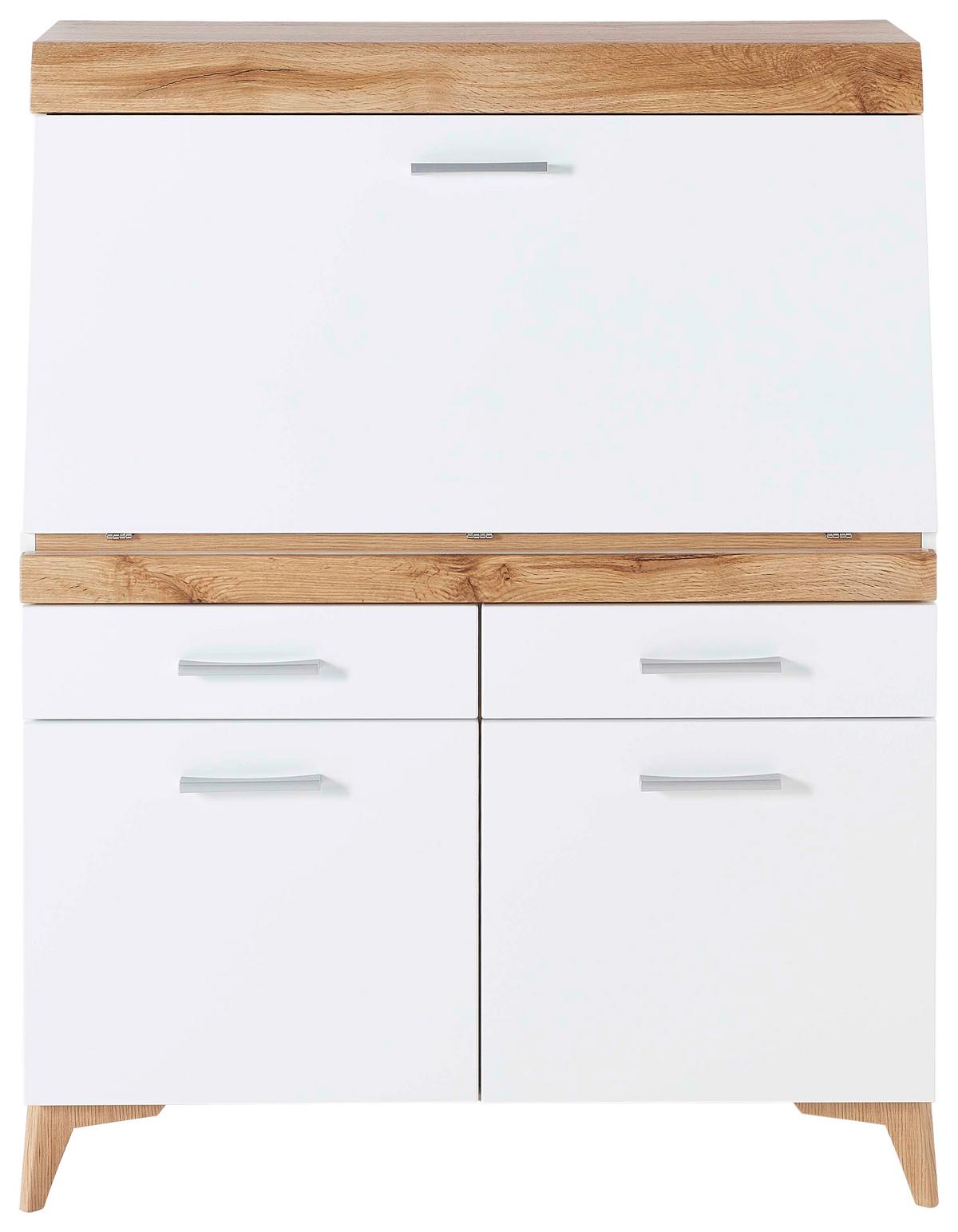 Írószekrény Fehér-tölgy Szín Secret - tölgyfa színű/ezüstszínű, Modern, műanyag/faalapú anyag (98/124/42cm)