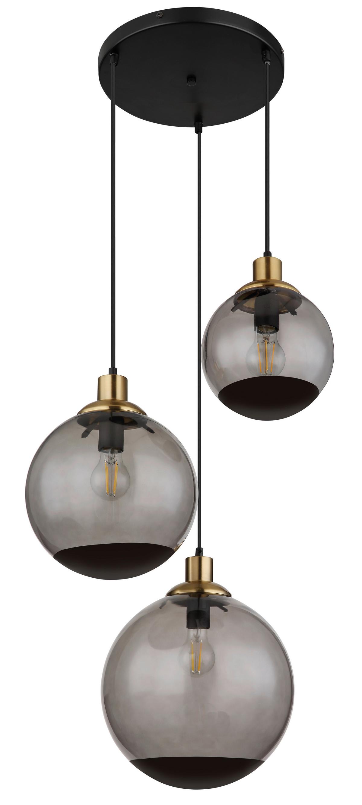 Hängeleuchte Potter Schwarz max. 40 Watt - Messingfarben/Schwarz, Design, Glas/Kunststoff (51/120cm) - Globo