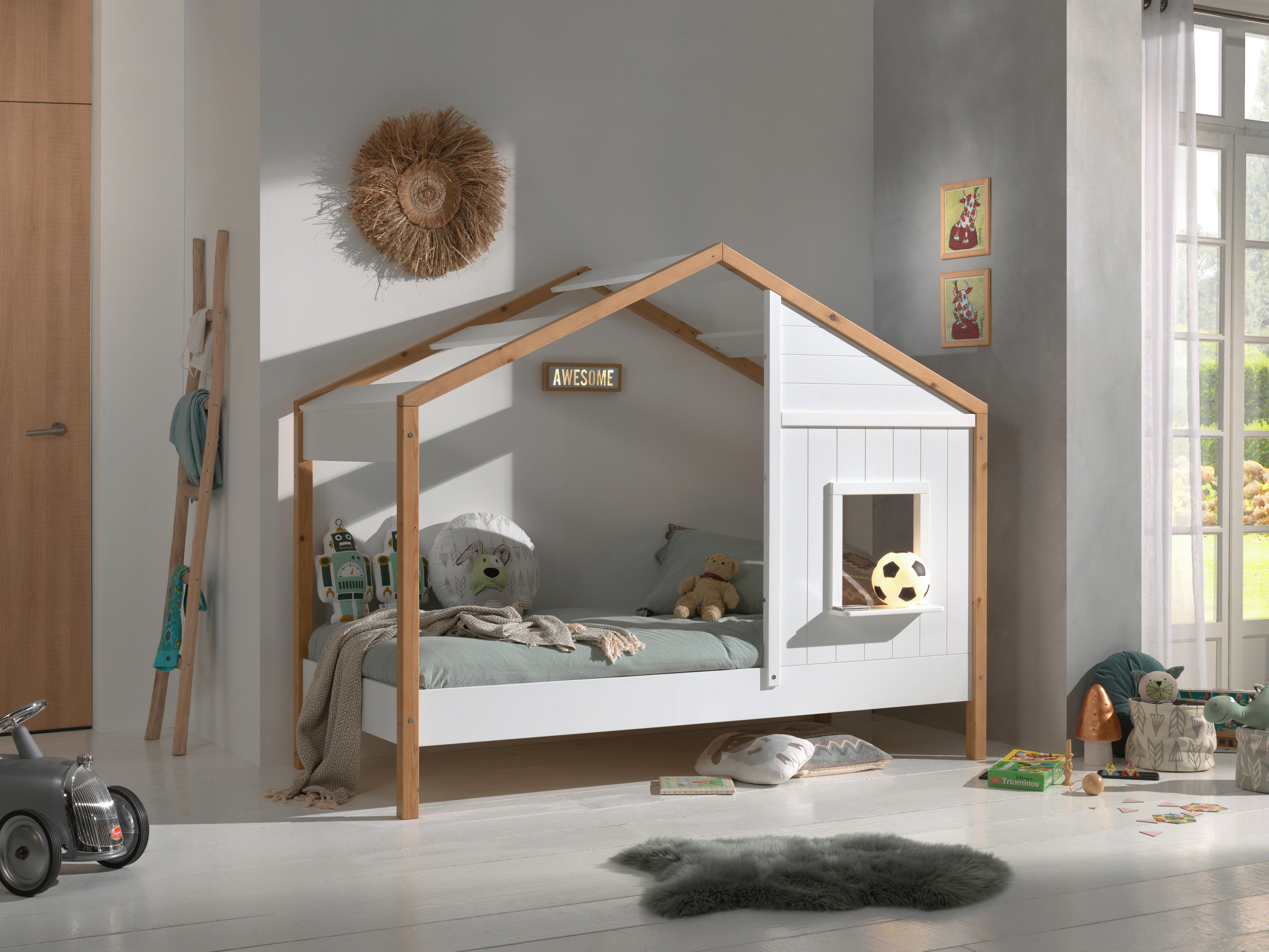 Hausbett Babs ca. 90x200 cmWeiß, Eichefarben - Eichefarben/Weiß, MODERN, Holz/Holzwerkstoff (90/200cm) - MID.YOU