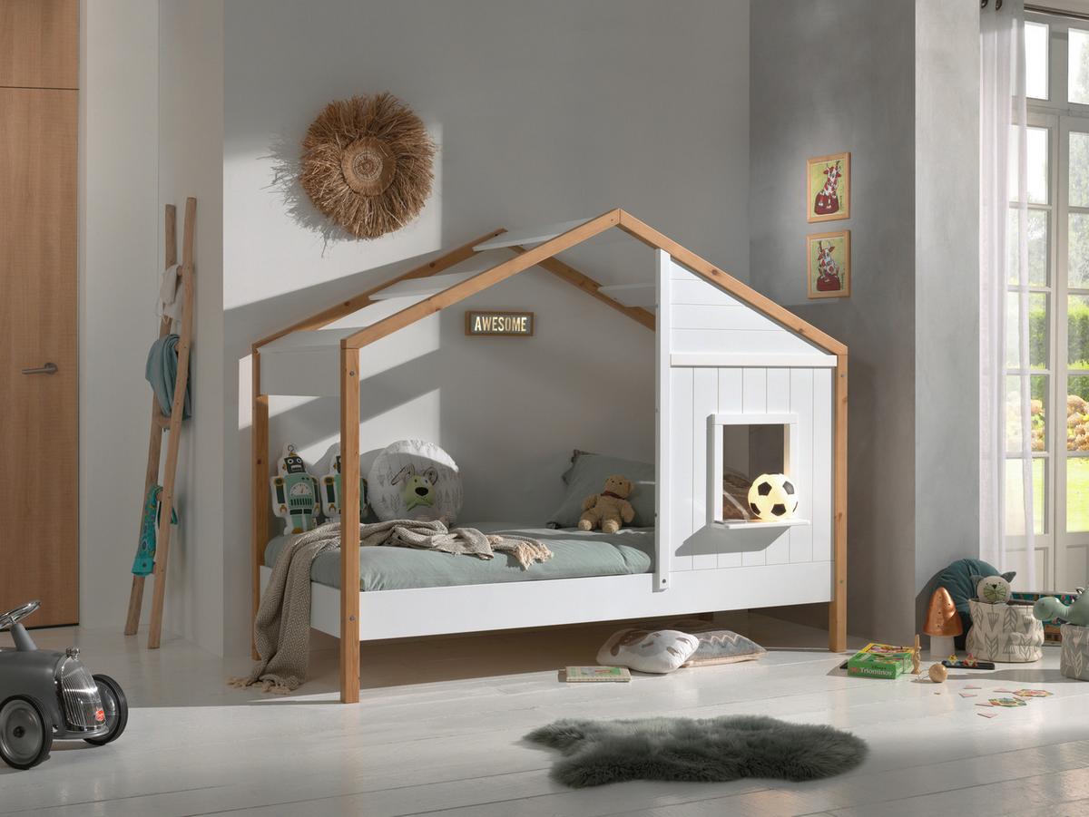 Hausbett Babs ca. 90x200 cmWeiß, Eichefarben - Eichefarben/Weiß, MODERN, Holz/Holzwerkstoff (90/200cm) - MID.YOU