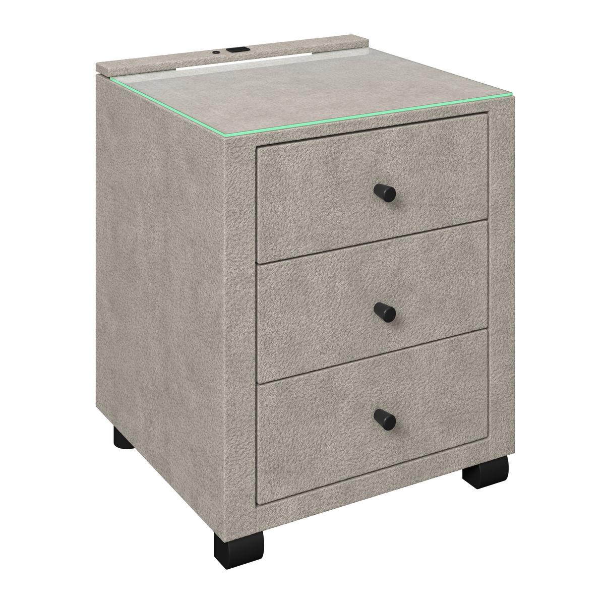 Noćni Ormarić Elysia - prirodne boje, Trend, staklo/drvni materijal (48/68/45,5cm) - Premium Living