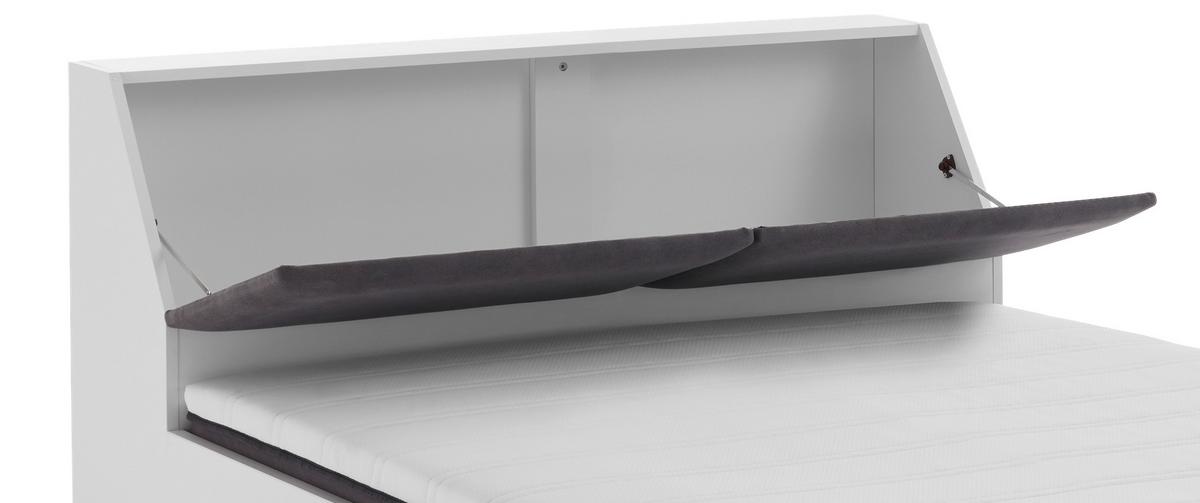 Postelja Maxi, S Predali, Bela, 140x200 - siva/bela, Konvencionalno, leseni material/tekstil (140/200cm) - Mömax