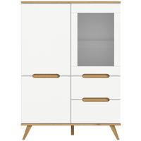 Vitrina Stockholm - bijela/boje hrasta, Design, drvni materijal (100/140/40cm) - Modern Living