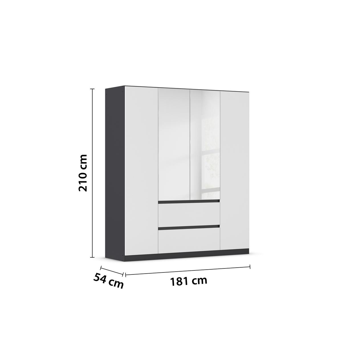 DULAP  USI ROTATIVE MAINZ - argintiu/alb, Basics, material pe bază de lemn (181/210/54cm) - Modern Living