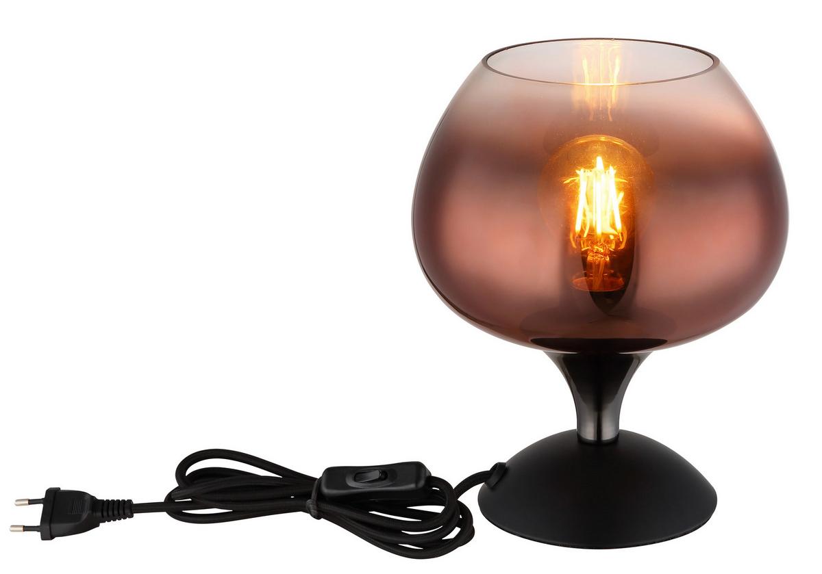 Tischleuchte Maxy Kupferfarben max. 40 Watt - Klar/Schwarz, Basics, Glas/Metall (15/20,5cm) - Globo