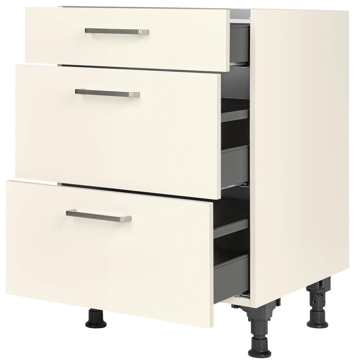 Kochfeldumbauschrank Touch Magnolie - Edelstahlfarben/Magnolie, MODERN, Holzwerkstoff/Metall (60/87/56cm) - Nobilia