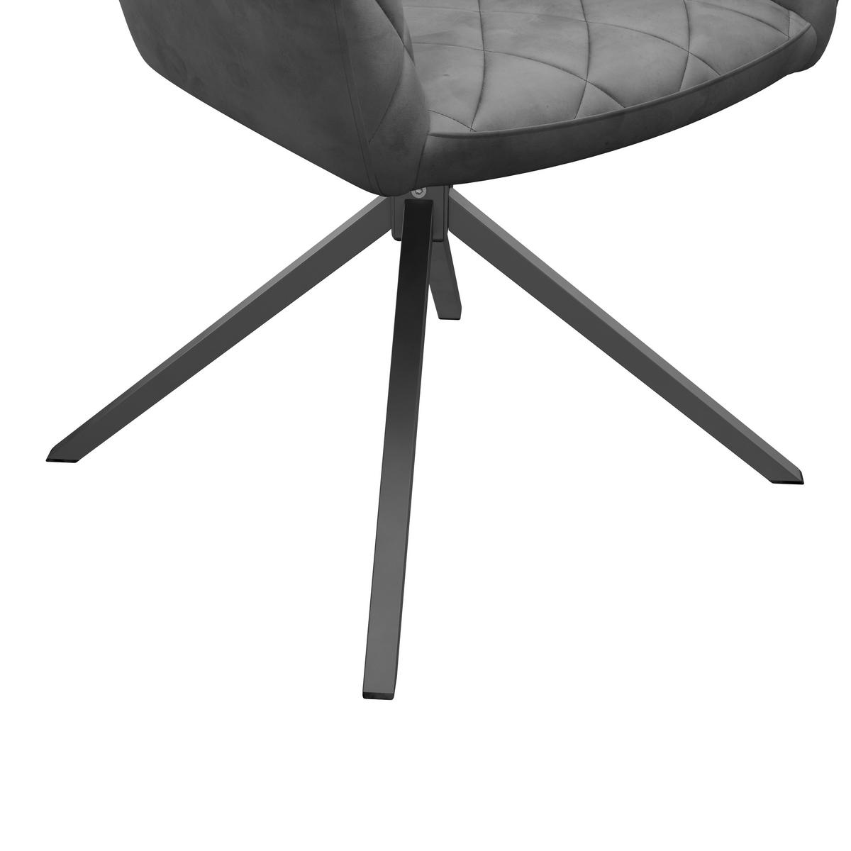 Stol Patti, Siva, Vrtljiv - črna/svetlo siva, Konvencionalno, kovina/tekstil (58/81/54cm)
