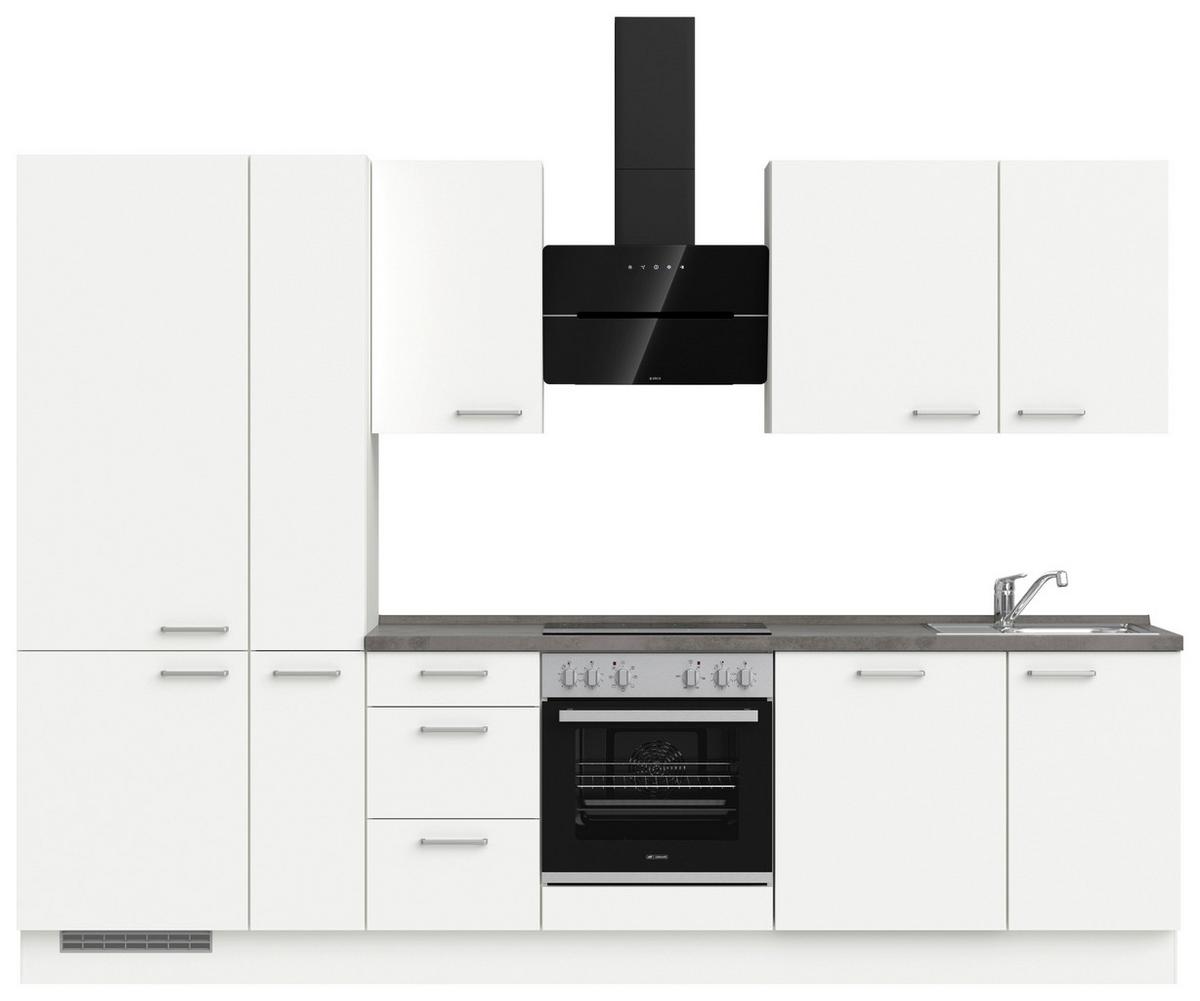 Küchenleerblock Touch High o. Geräte Weiß - Edelstahlfarben/Weiß, MODERN, Holzwerkstoff/Metall (300cm) - Nobilia