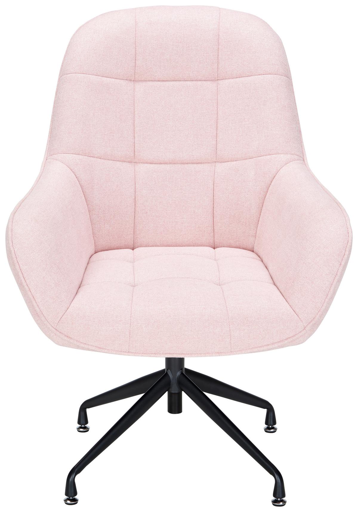 Fotel Elias - fekete/rózsaszín, Modern, textil/fém (73/100/75cm) - Mömax