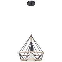 Viseča Svetilka Ulleu - črna/naravne barve, Trendi, kovina/naravni materiali (38/150cm)