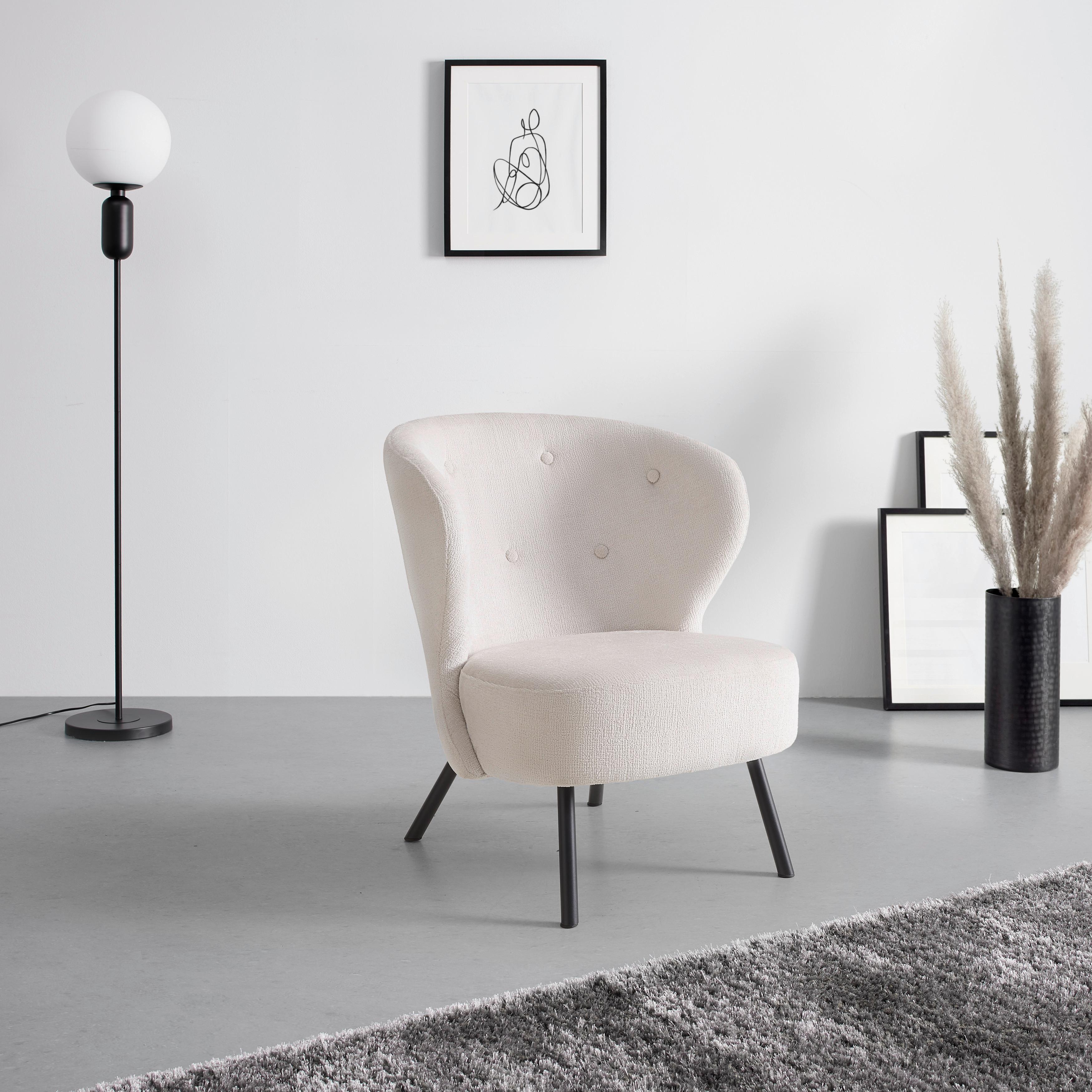 FAUTEUIL FLORIS -TREND- - Beige/Zwart, Romantik / Landhaus, Hout/Textiel (67/77/73cm) - Mömax