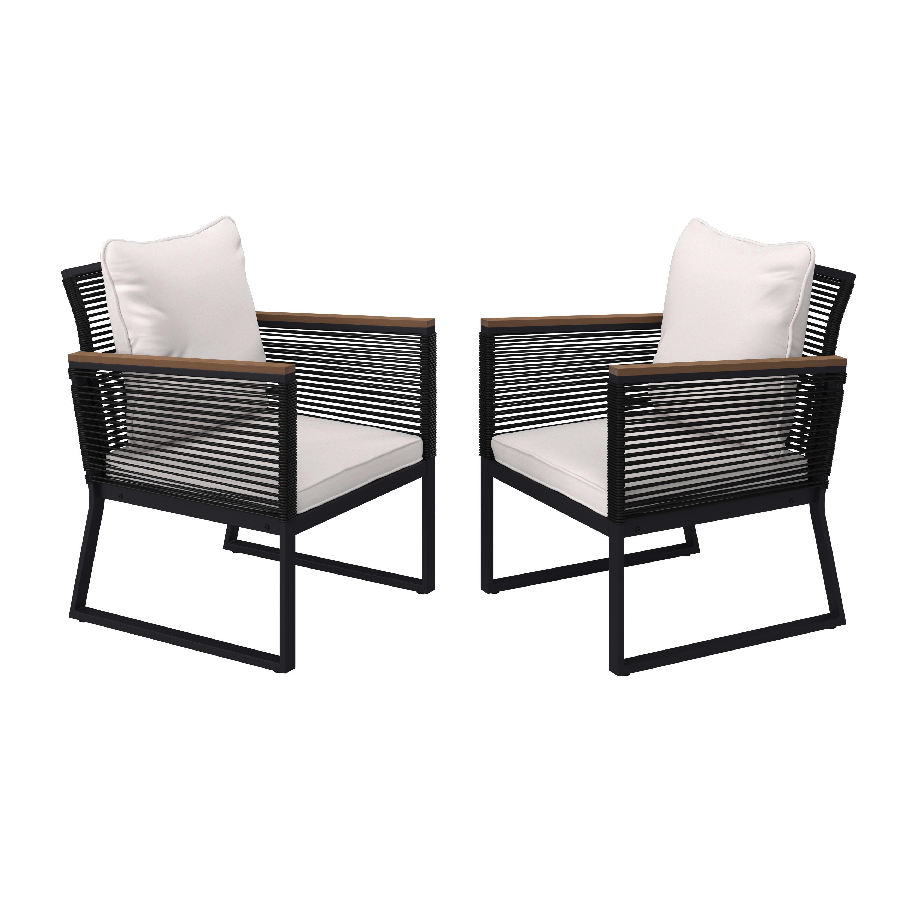 TRÄDGÅRDSSTOLAR SET TONI - svart/cremefärgad, Modern, metall/textil (56/70/76cm) - Bessagi Garden