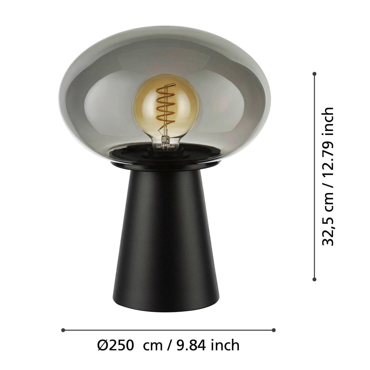 Tischleuchte 900946_madonnina - Schwarz/Grau, Design, Glas/Metall (25/32,5cm) - Eglo