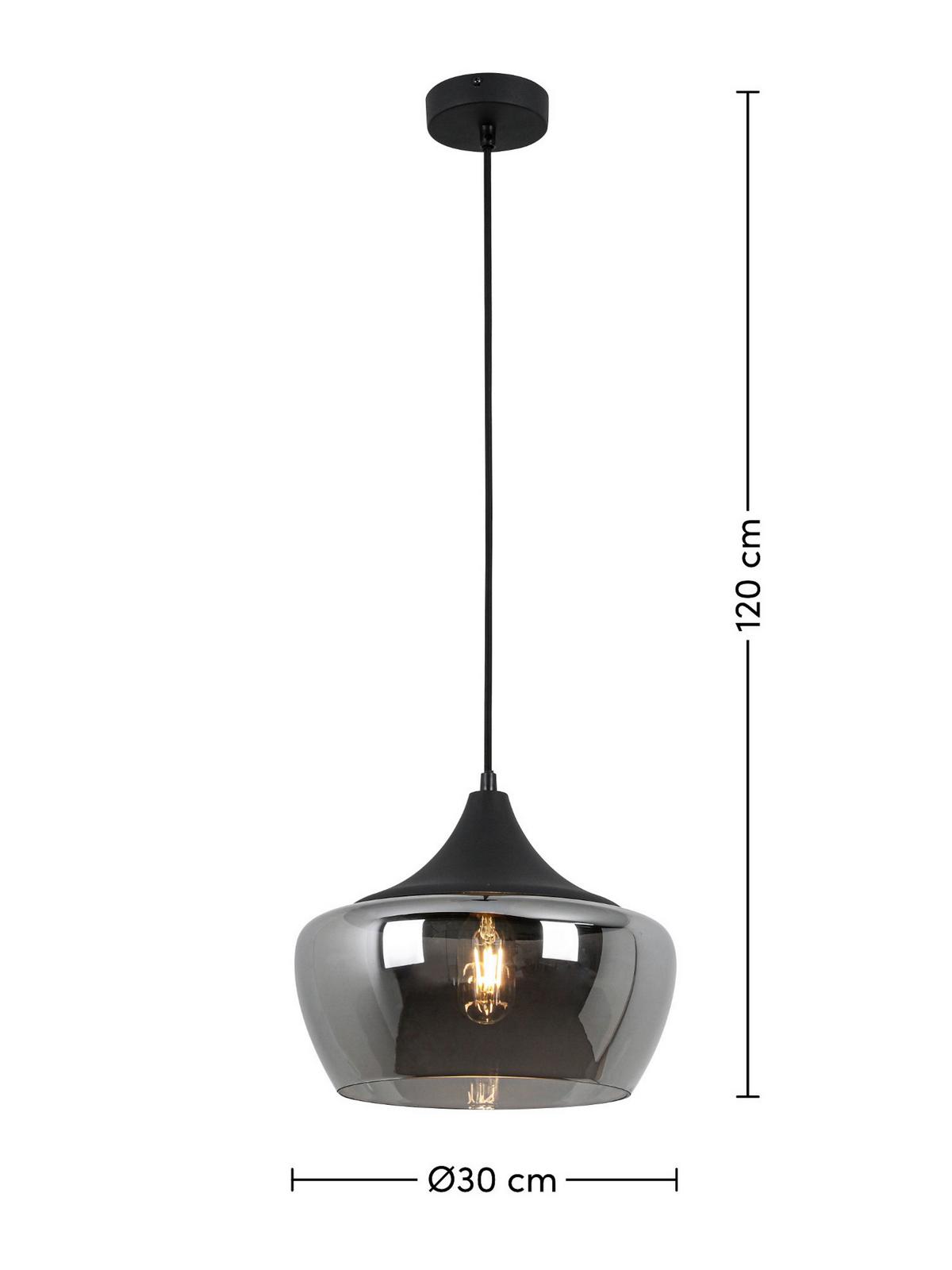 Lampă suspendată Nor - culoare crom/negru, Modern, plastic/sticlă (30/120cm) - Mömax