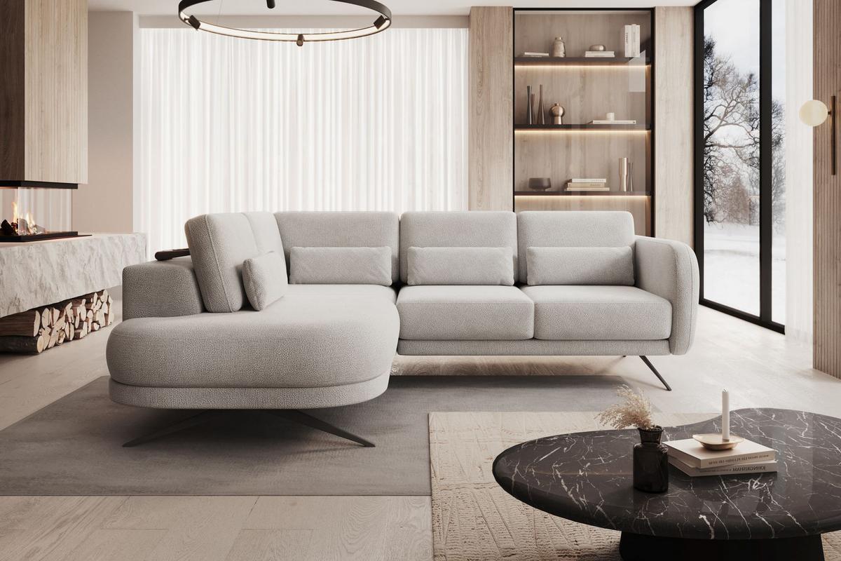 Coltar ILUSSIO L - gri deschis/crem, Modern (205-248/83-104/111cm) - Modern Living