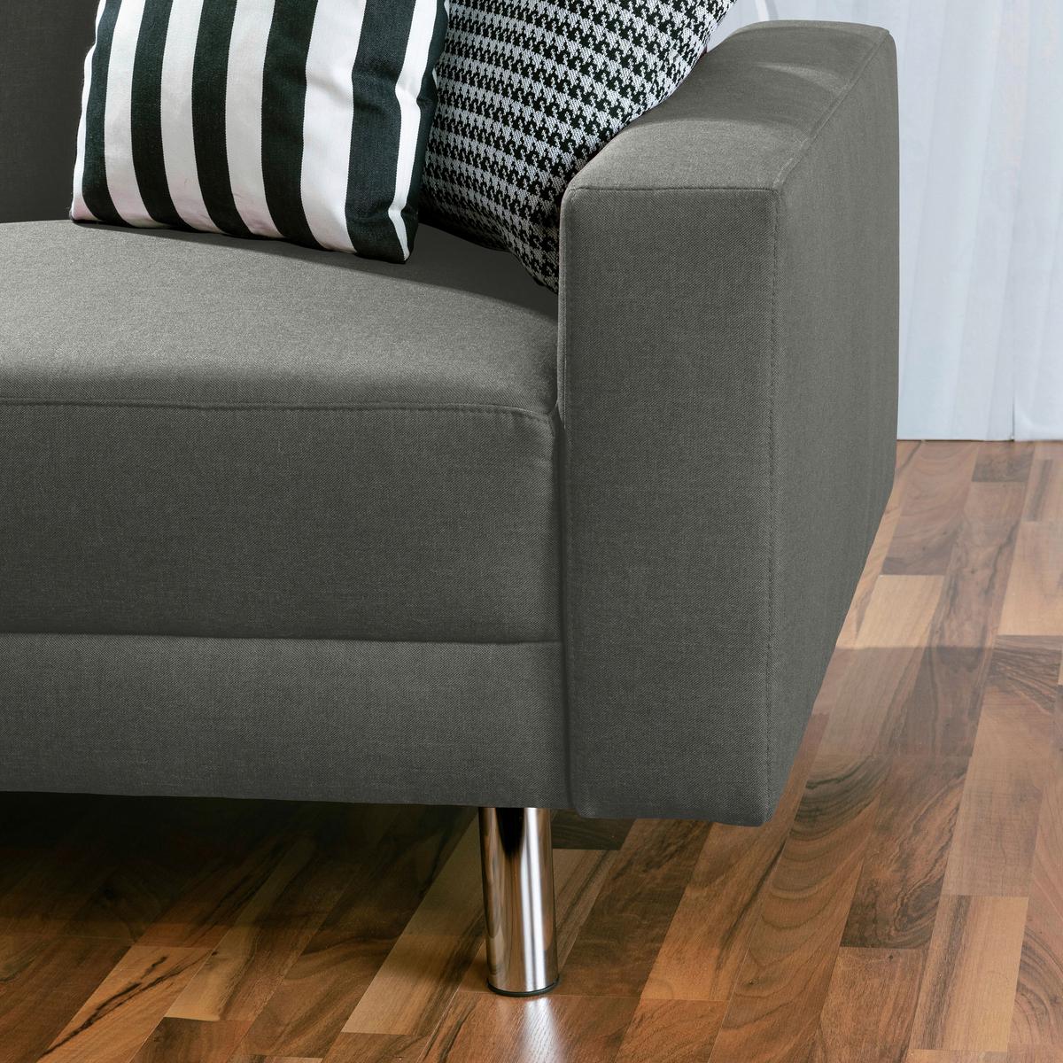 ECKSCHLAFSOFA JUST FASHION - Chromfarben/Hellgrau, KONVENTIONELL, Textil/Metall (152/230cm) - Max Winzer