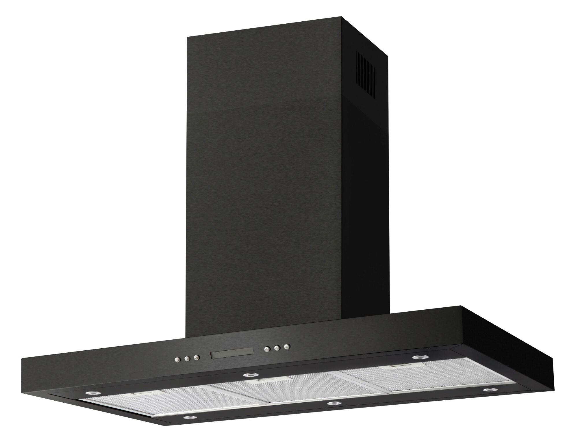 Dunstabzugshaube IH694610S Inselhaube Schwarz - Schwarz, LIFESTYLE, Metall (90/69,5/60cm) - Amica