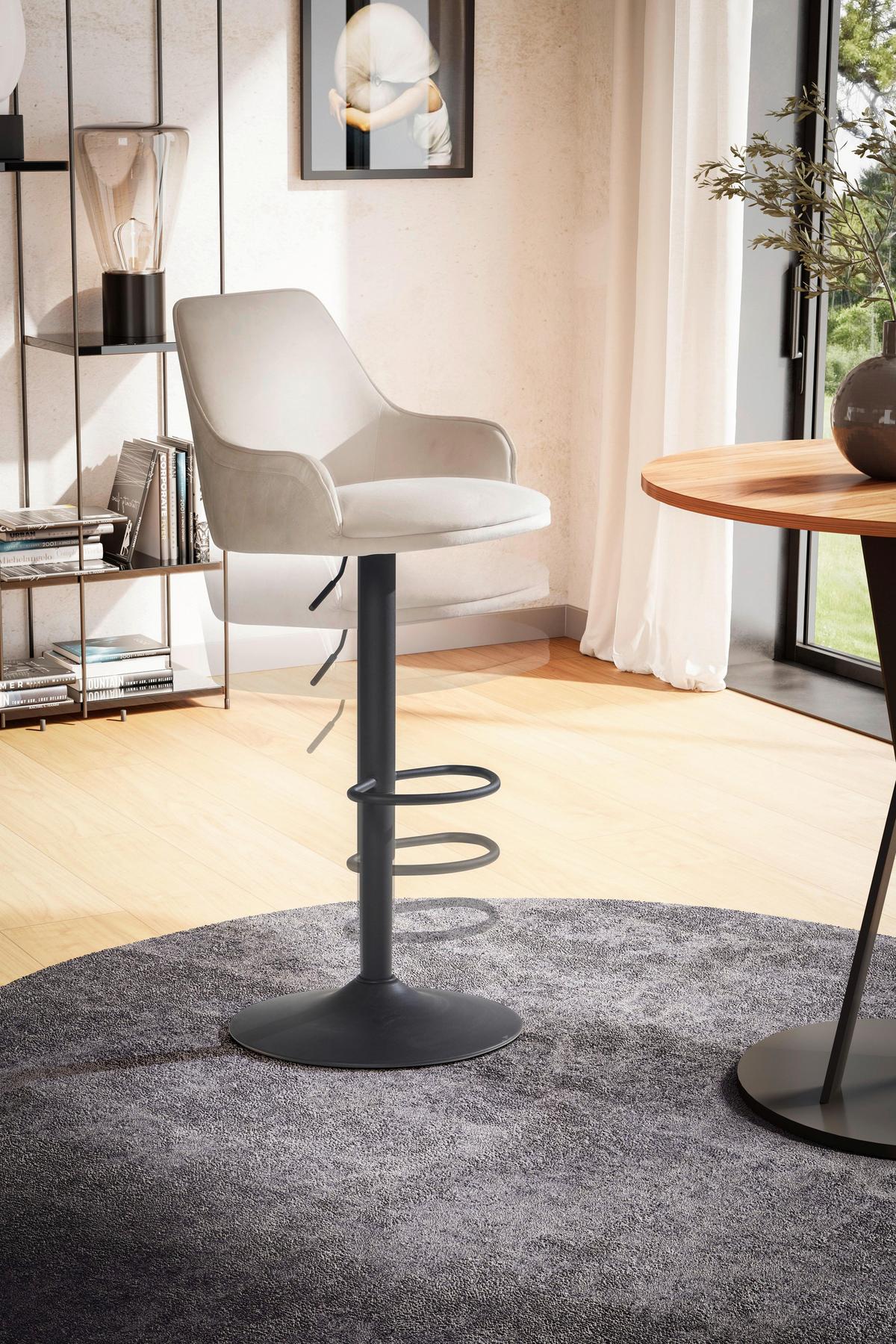 TABOURET DE BAR WL7.008 - Beige/Schwarz, Design, Textil/Metall (45/106/45cm) - MID.YOU
