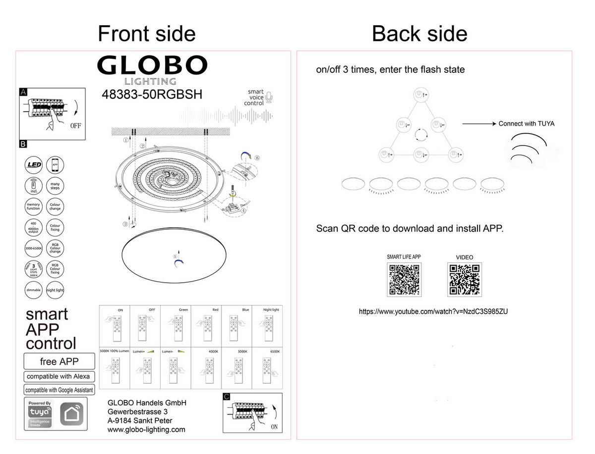 Stropna Led-svetilka Rena, S Sijalko - bela/opal, Basics, kovina/umetna masa (70/8cm) - Globo