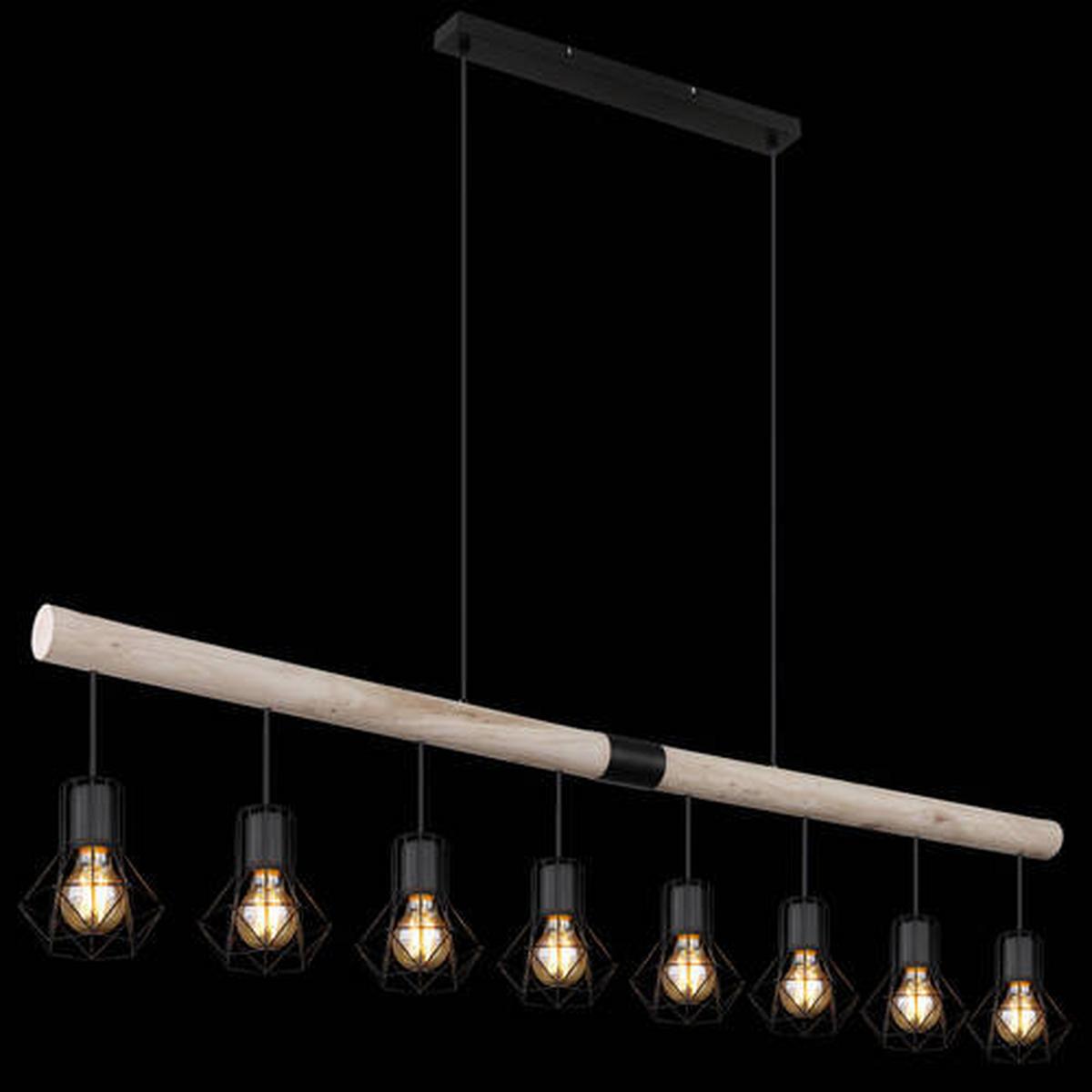 Hängeleuchte Priska Naturfarben/Schwarz max.40Watt - Schwarz/Naturfarben, Natur, Holz/Kunststoff (140/13,3/120cm) - Globo