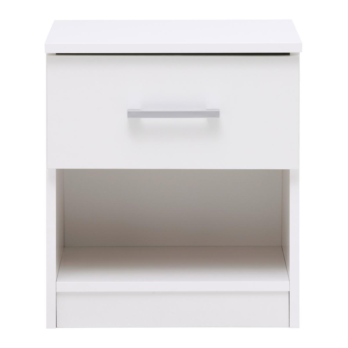 Nachttisch Lasse 1 Weiß - Weiß/Grau, KONVENTIONELL, Holzwerkstoff/Kunststoff (41/48/32cm) - Based