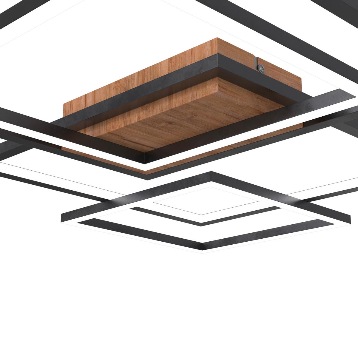 LAMPA SUFITOWA LED POWER WOOD *SBN*SH* - czarny/kolor orzecha włoskiego, Design, tworzywo sztuczne/metal (67/58/6cm) - Novel