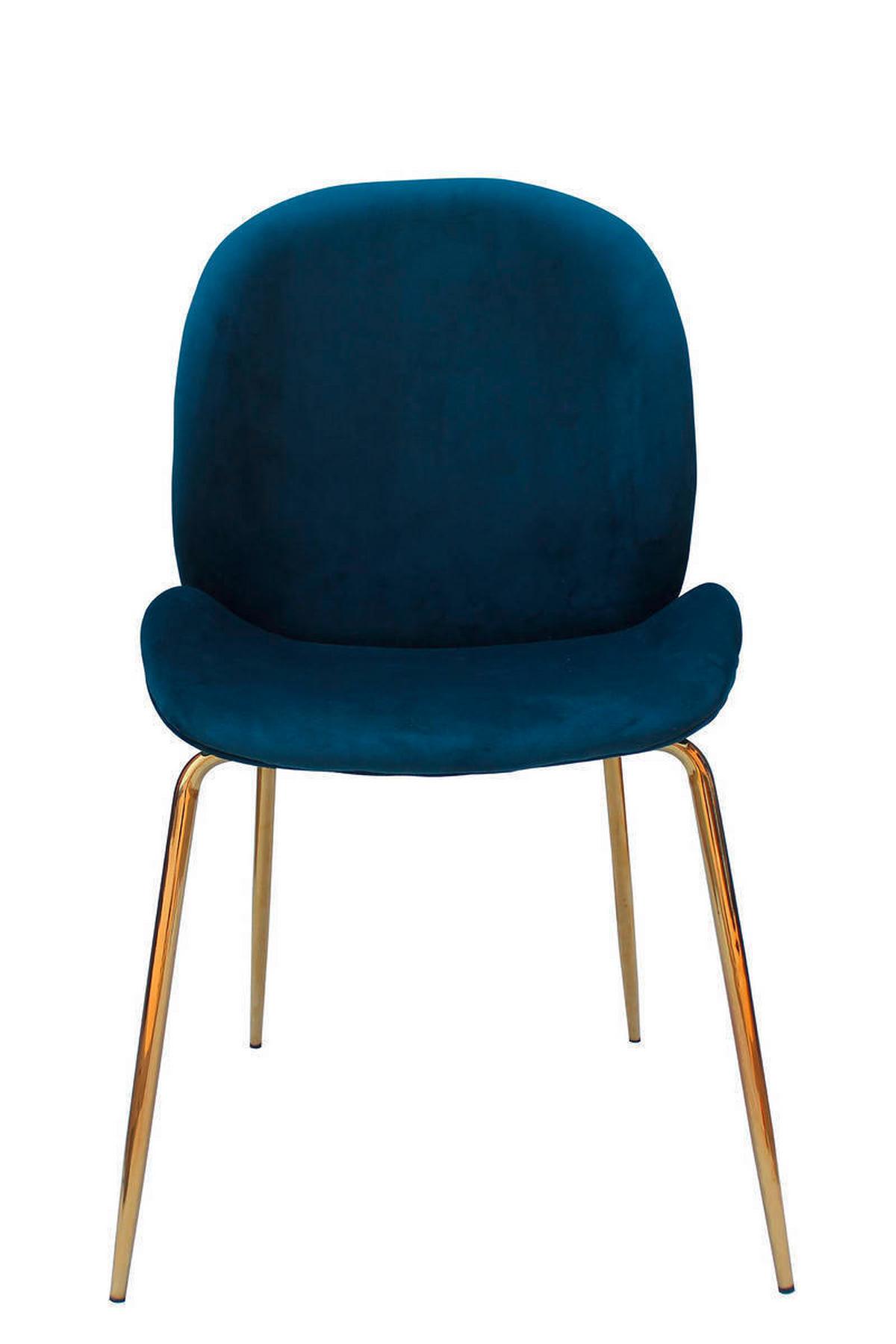 Szék Szett 7zvks - sárgarézszínű/kék, Modern, műanyag/fém (47/90/59cm) - Kayoom