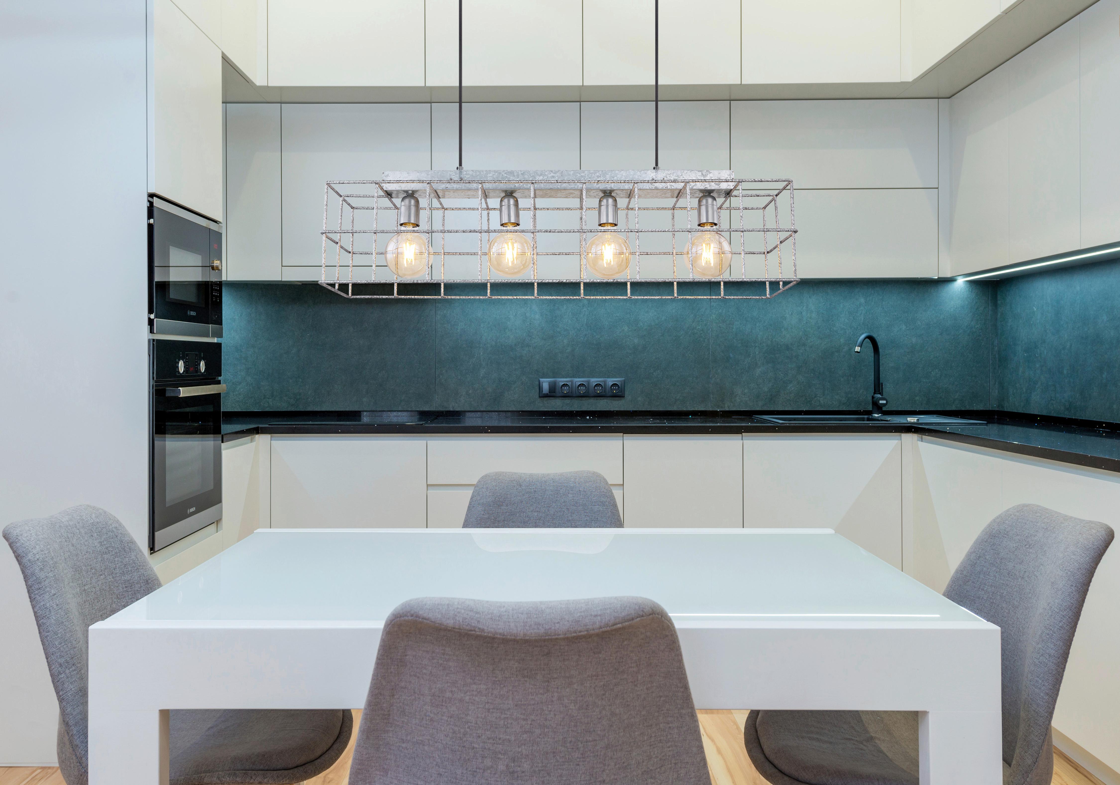 Hängeleuchte Merril Zinkfarben max. 60 Watt - Zinkfarben, Design, Metall (90/20/150cm) - Globo