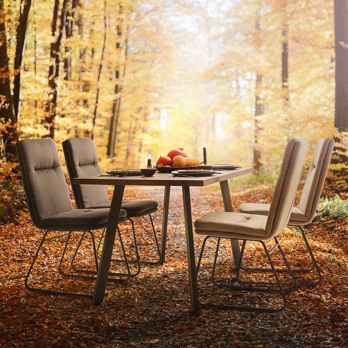 ZESTAW KRZESEŁ LEO - czarny/taupe, Modern, metal/tkanina (49/99/68cm) - Bessagi Home