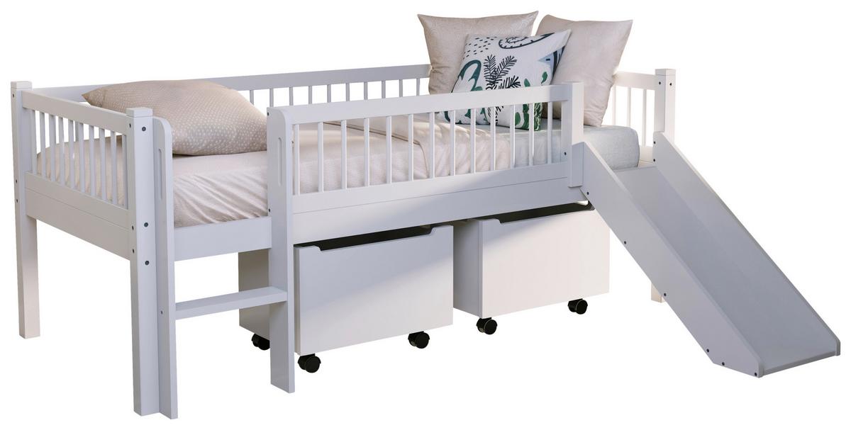Spielbett FORREST Weiß ca.90x200cm Rutsche, Bettlade - Naturfarben/Weiß, MODERN, Holz (90/200cm) - Vipack