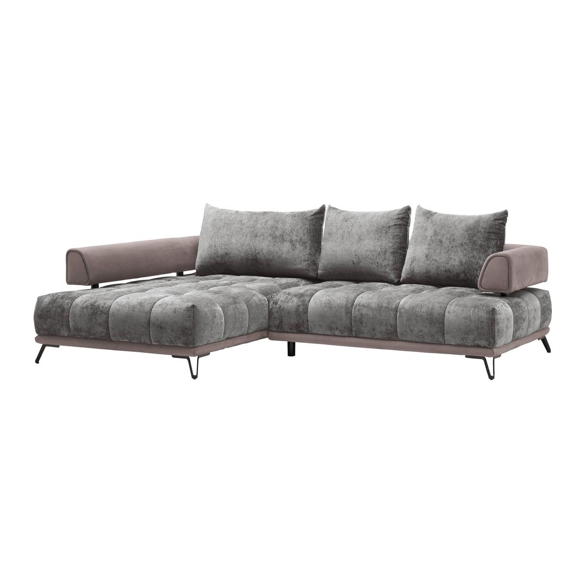 Ecksofa Morgan Grau - Schwarz/Grau, MODERN, Textil/Metall (184/67-87/262cm) - Mömax