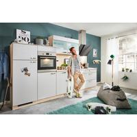 Küchenblock Win Hellgrau ohne Geräte - Edelstahlfarben/Eichefarben, MODERN, Holzwerkstoff/Metall (330cm) - Express-Kuechen