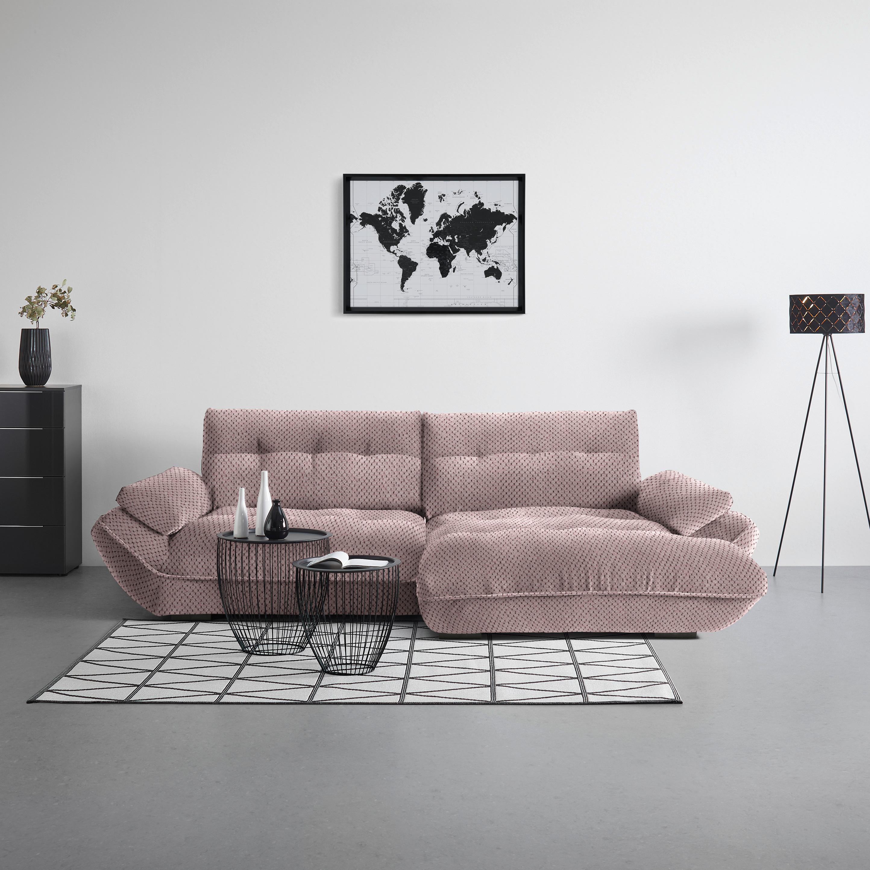 Wohnlandschaft Vivo Rosa - Schwarz/Rosa, MODERN, Kunststoff/Textil (317/63/179cm) - Premium Living
