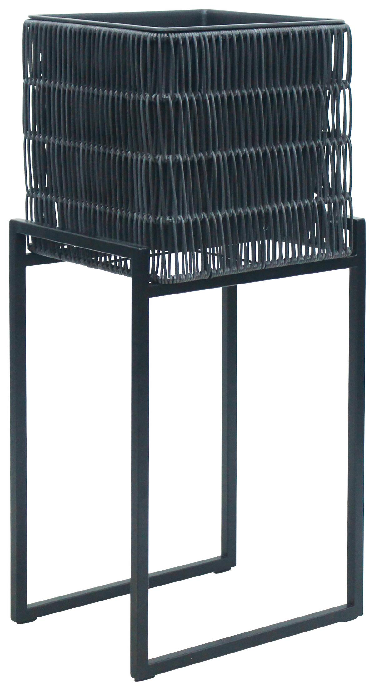 Übertopf-Set Flora Schwarz, 2er Set - Schwarz, Kunststoff/Metall - Mömax