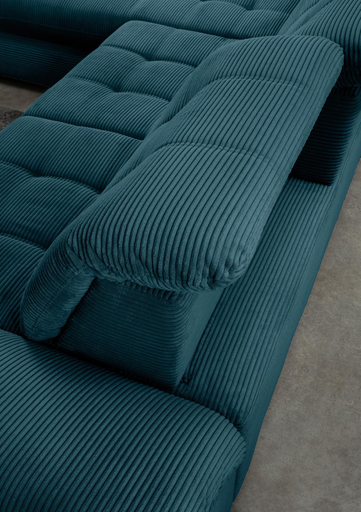 Ecksofa mit Bettkasten Rigatti ca. 184x314 cm Petrol - Petrol/Schwarz, MODERN, Textil/Metall (184/314cm) - Livetastic