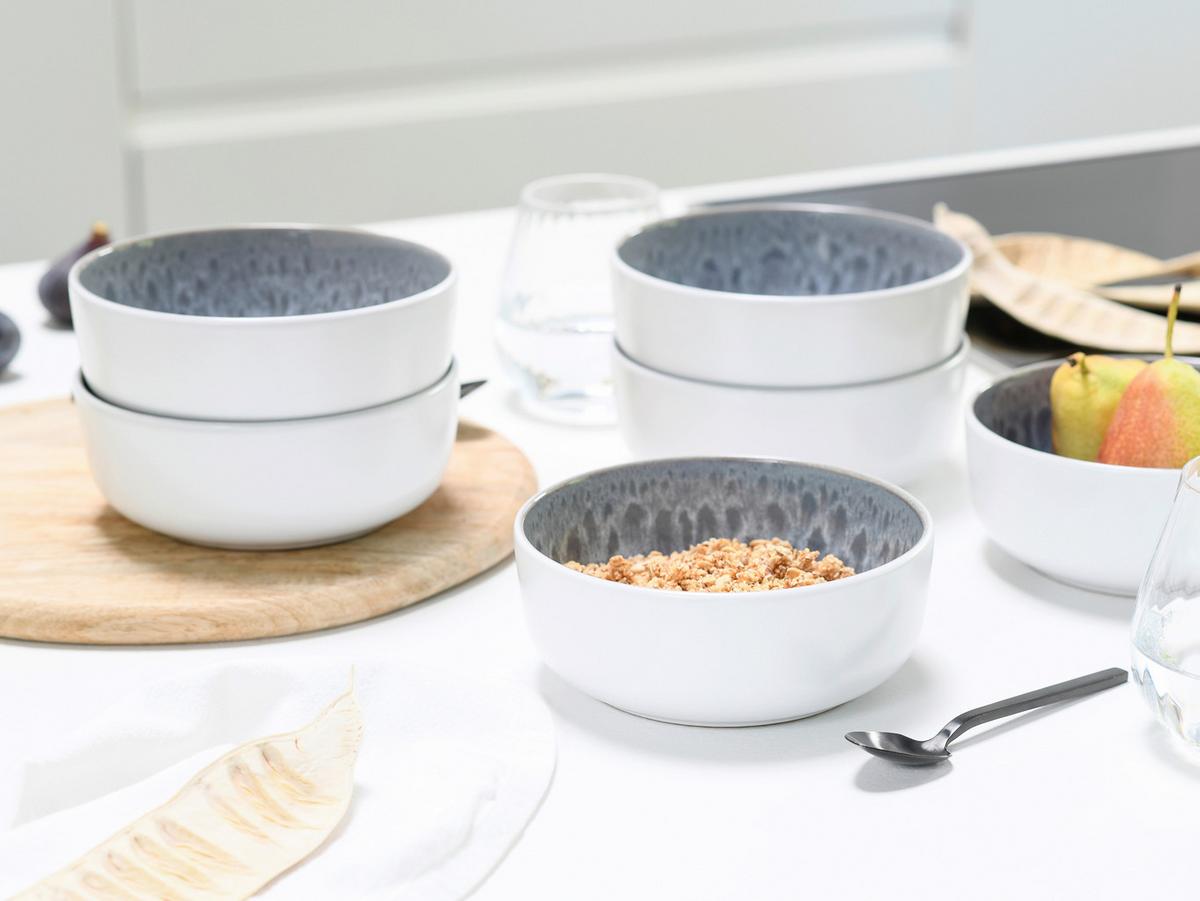 Serviciu de masă Nordic Fjord 16/1 - alb/gri satinat, Basics, ceramică - Creatable