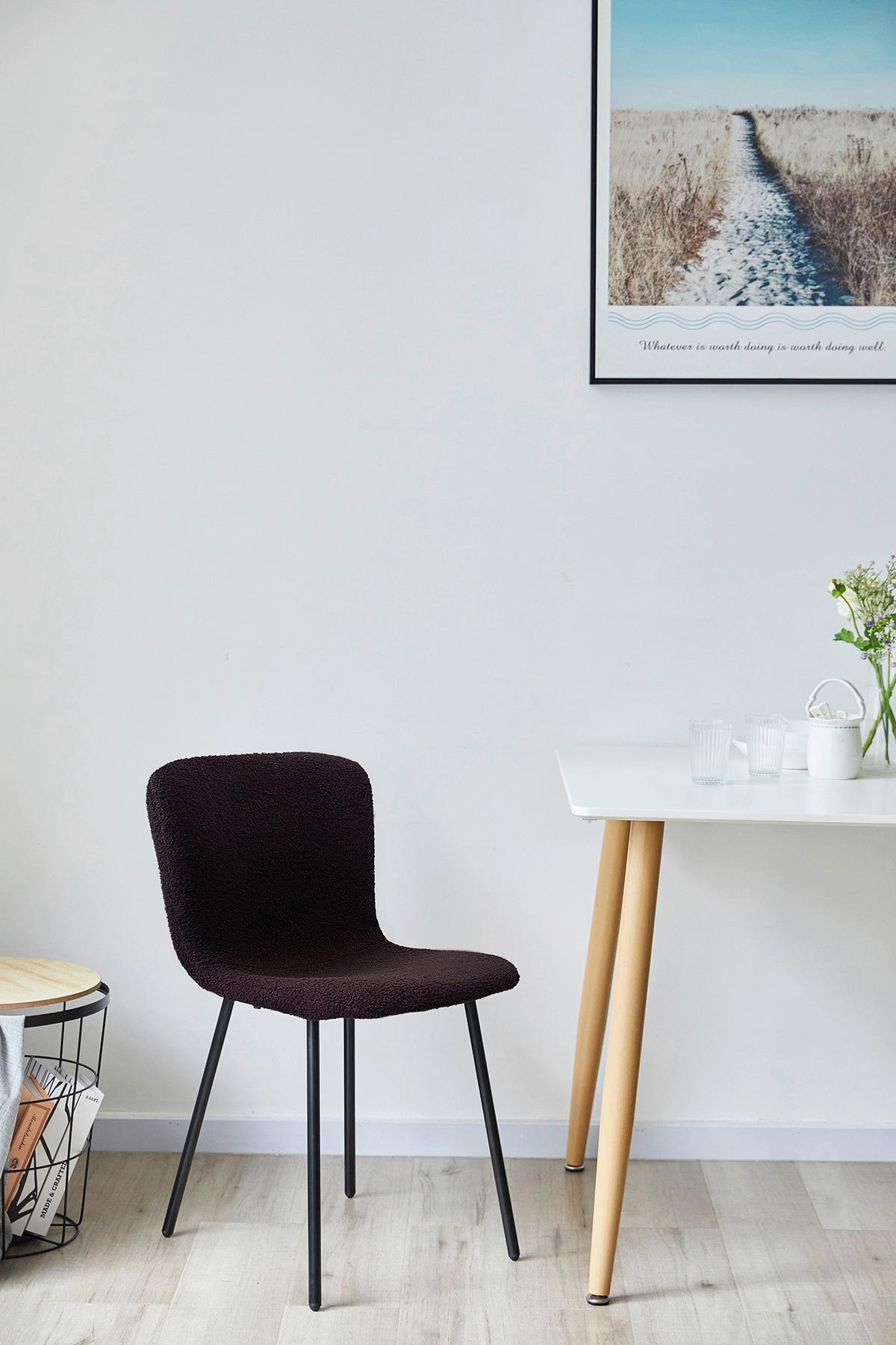 Set Stolov Bouclé, Črna, 4-Delni - črna, Moderno, kovina/tekstil (44/79/52cm) - Livetastic