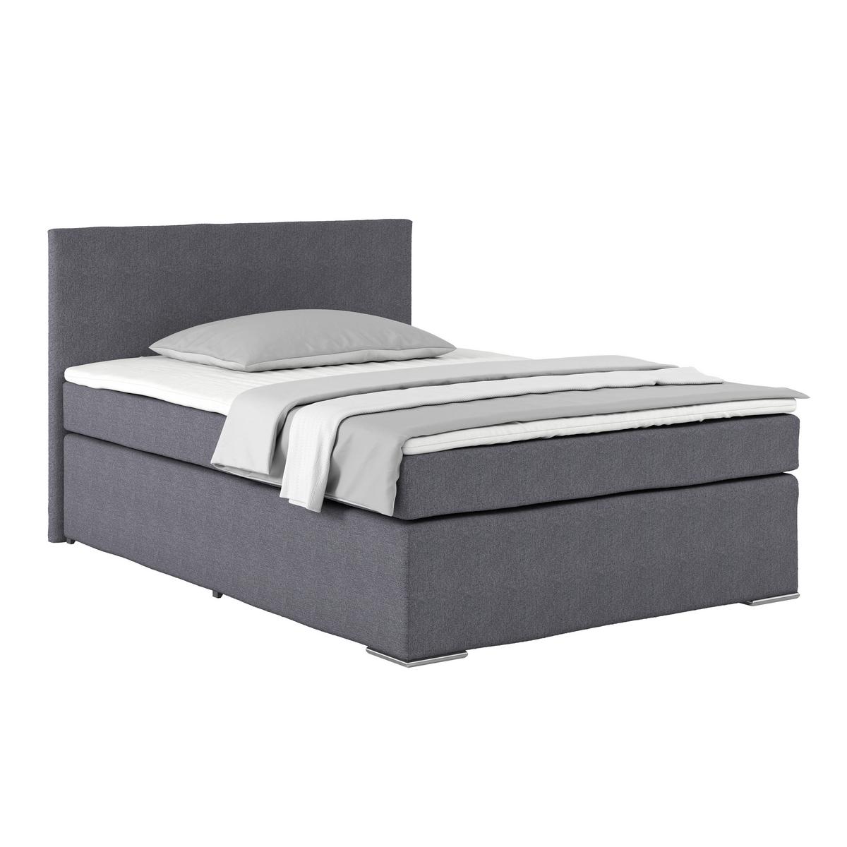 Boxspring Krevet Nero - tamno siva/boje kroma, Konvencionalno, tekstil/metal (140/200cm) - Best Price