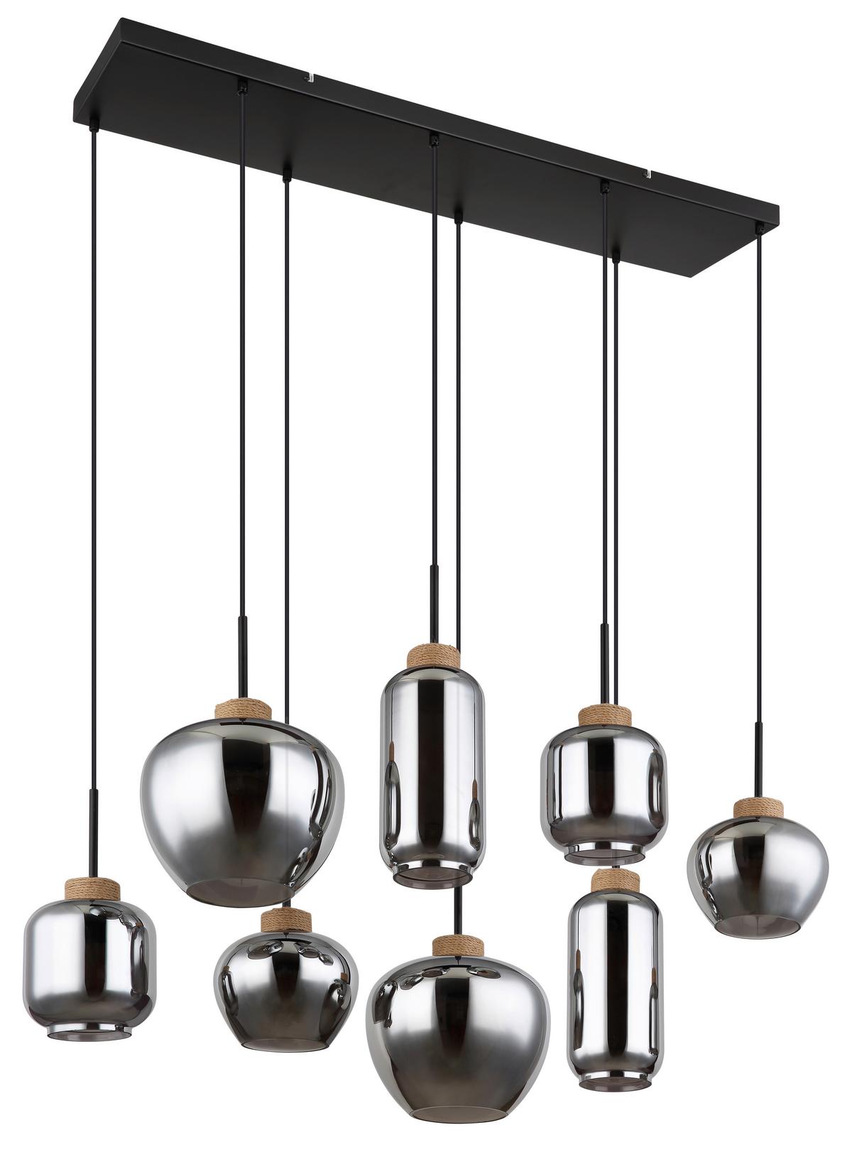 Hängeleuchte Matt Naturfarben max. 40 Watt - Schwarz/Naturfarben, Design, Glas/Naturmaterialien (105/40/120cm) - Globo