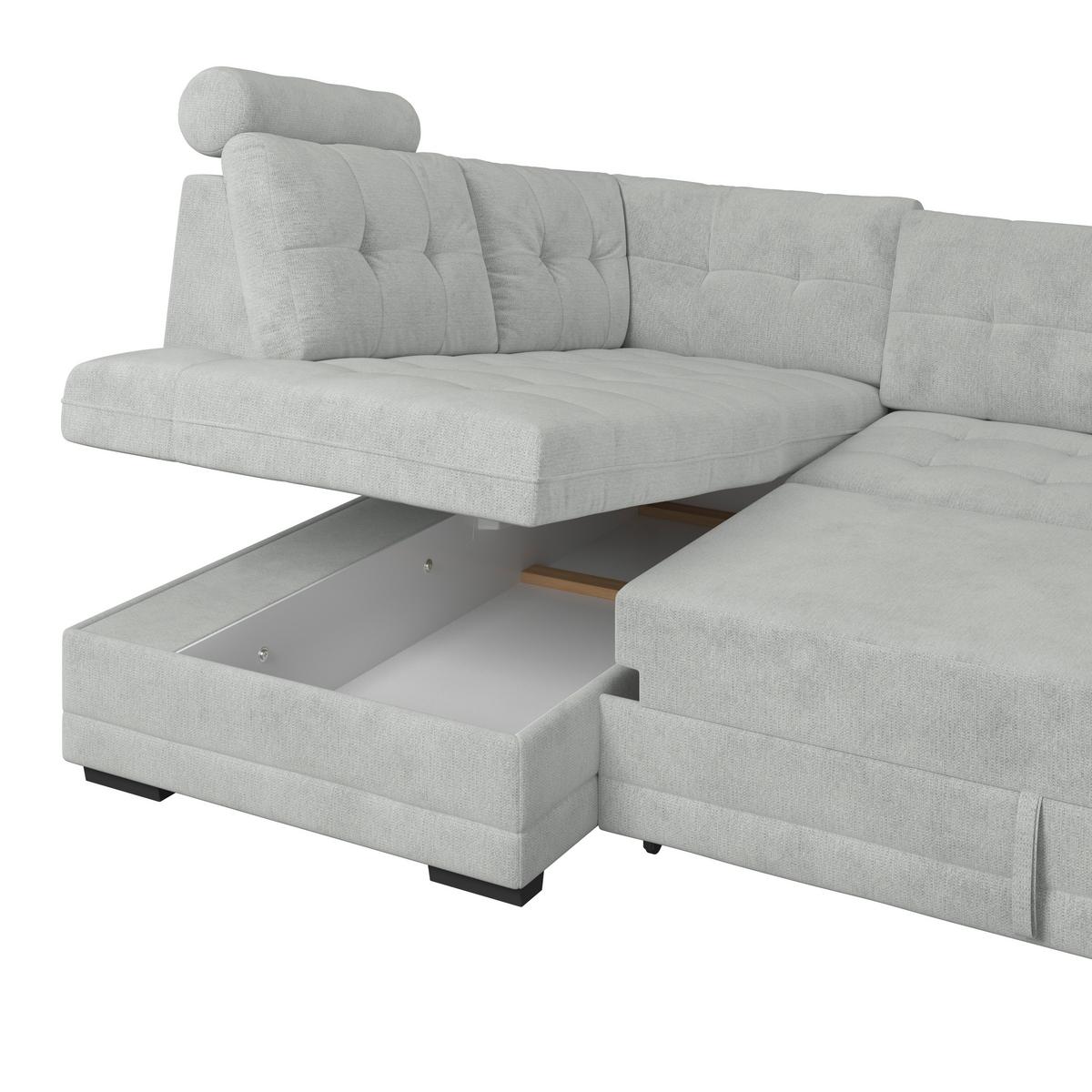 Ugaona Garnitura Falco New - sivo-bela/crna, Konvencionalno, tekstil/plastika (183/251cm) - Ondega