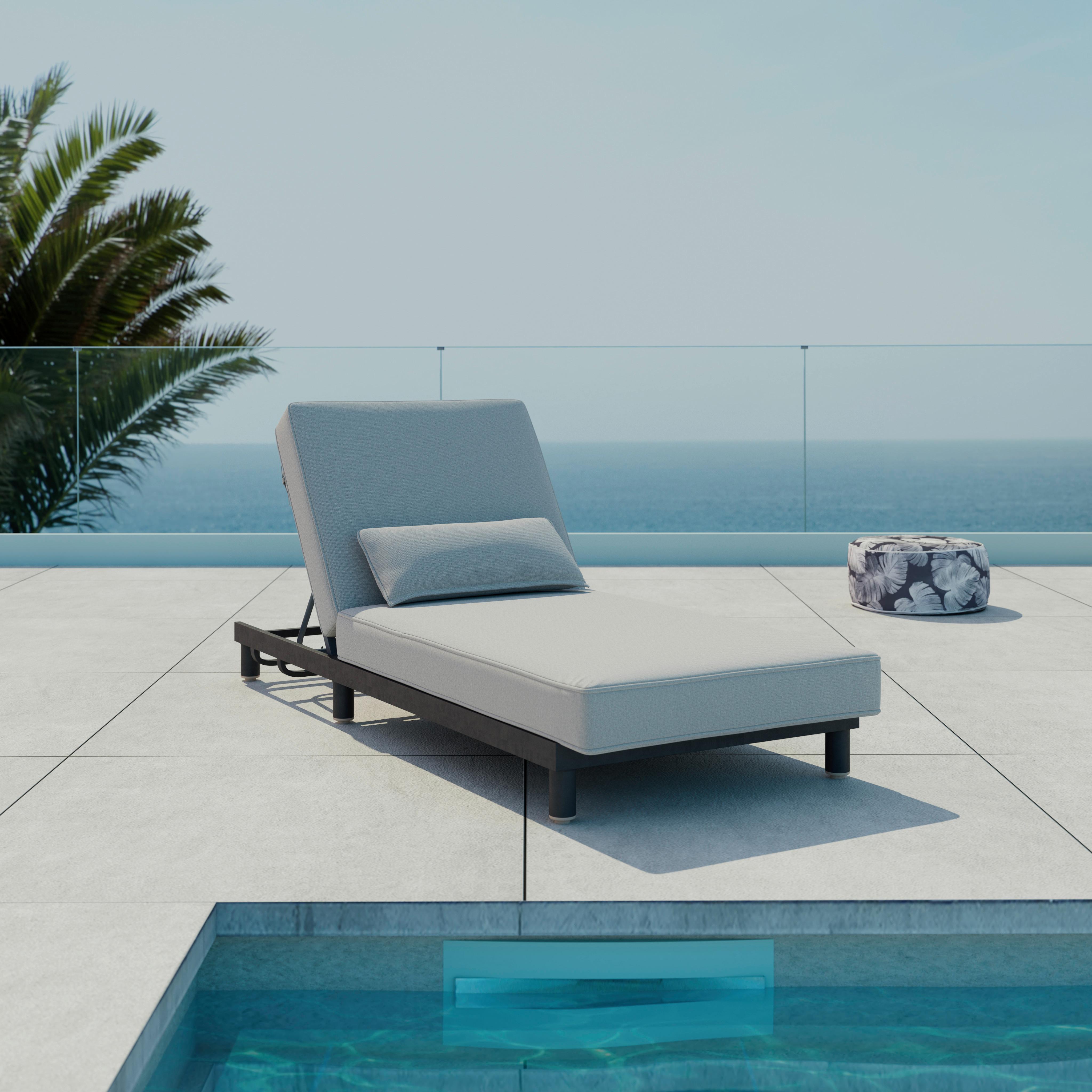Gartenliege Marina Hellgrau Metall/Textil inkl. Abdeckung - Hellgrau, MODERN, Textil/Metall (195/30/84cm) - Bessagi Garden