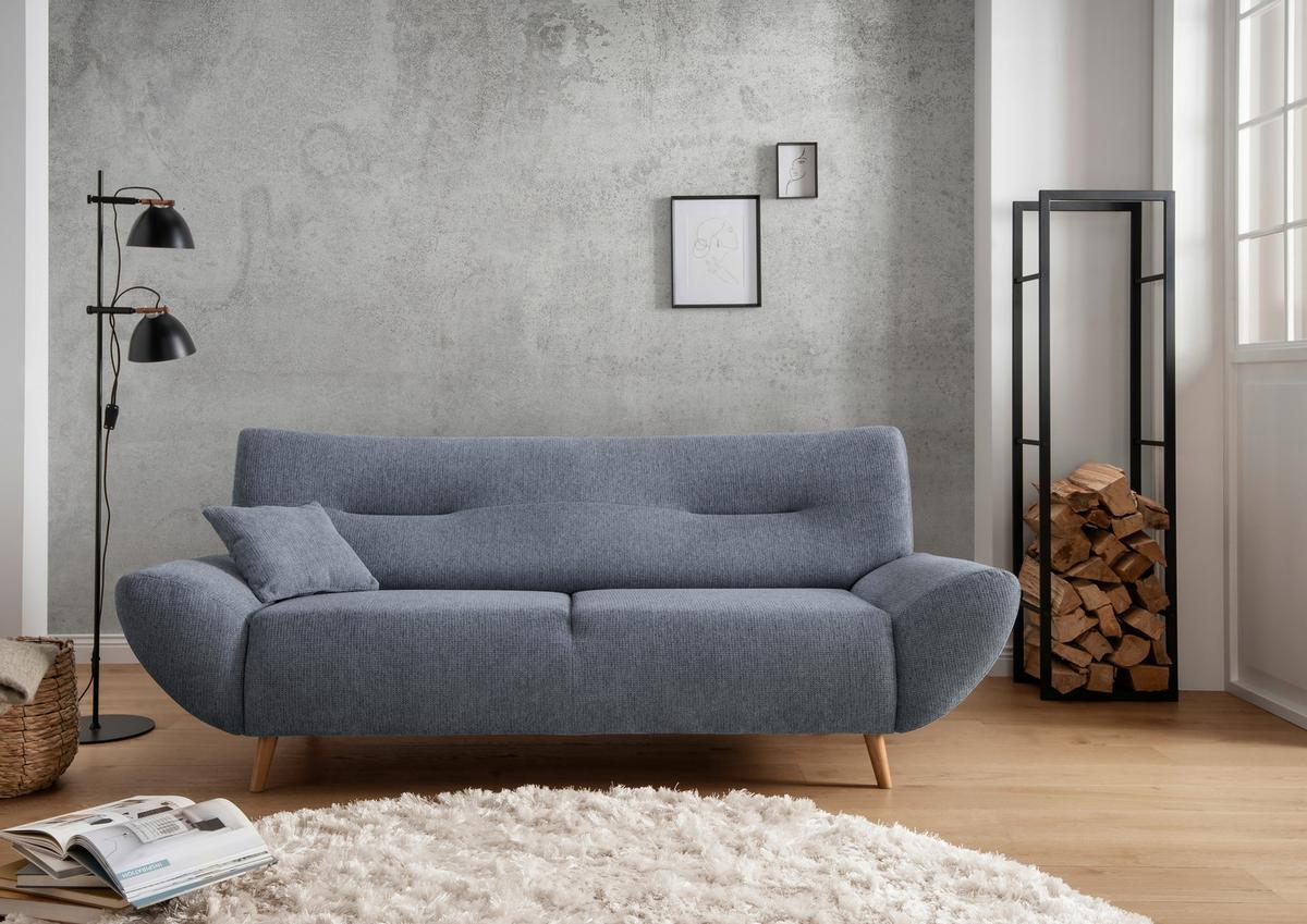 3-Sitzer-Sofa Drago Hellblau Chenille - Wildeiche/Hellblau, MODERN, Holz/Textil (205/81/90cm) - MID.YOU