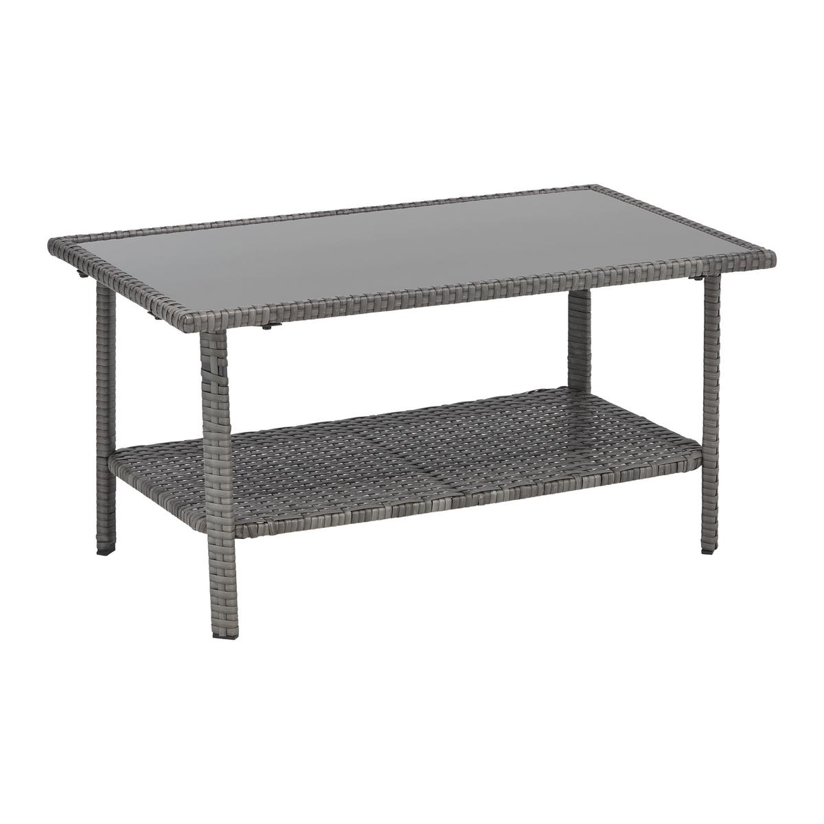 Loungegarnitur-Set Padua Grau aus Kunststoffgeflecht - Hellgrau/Schwarz, Modern, Glas/Kunststoff - Mömax