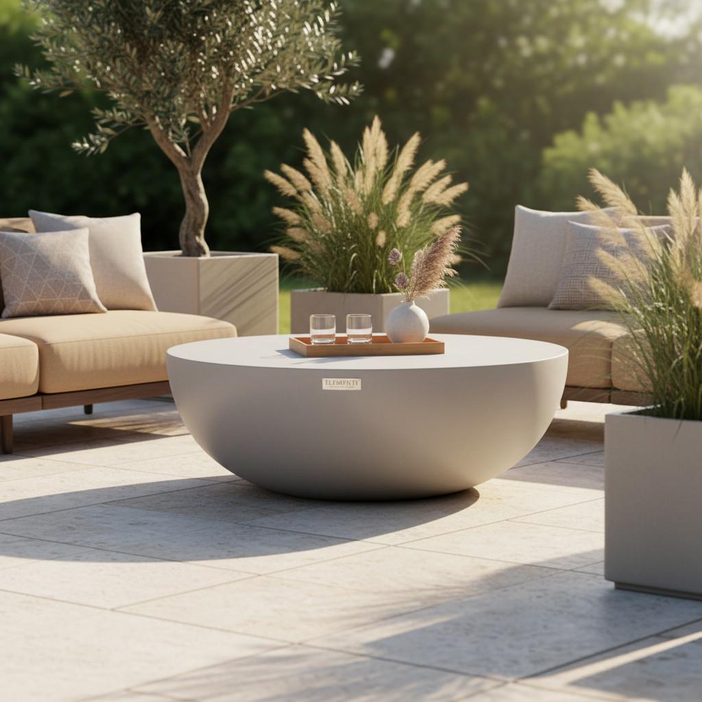 Loungetisch Chronos Faserbeton Hellgrau - Hellgrau, KONVENTIONELL, Stein (87/87/35cm) - Gardenson