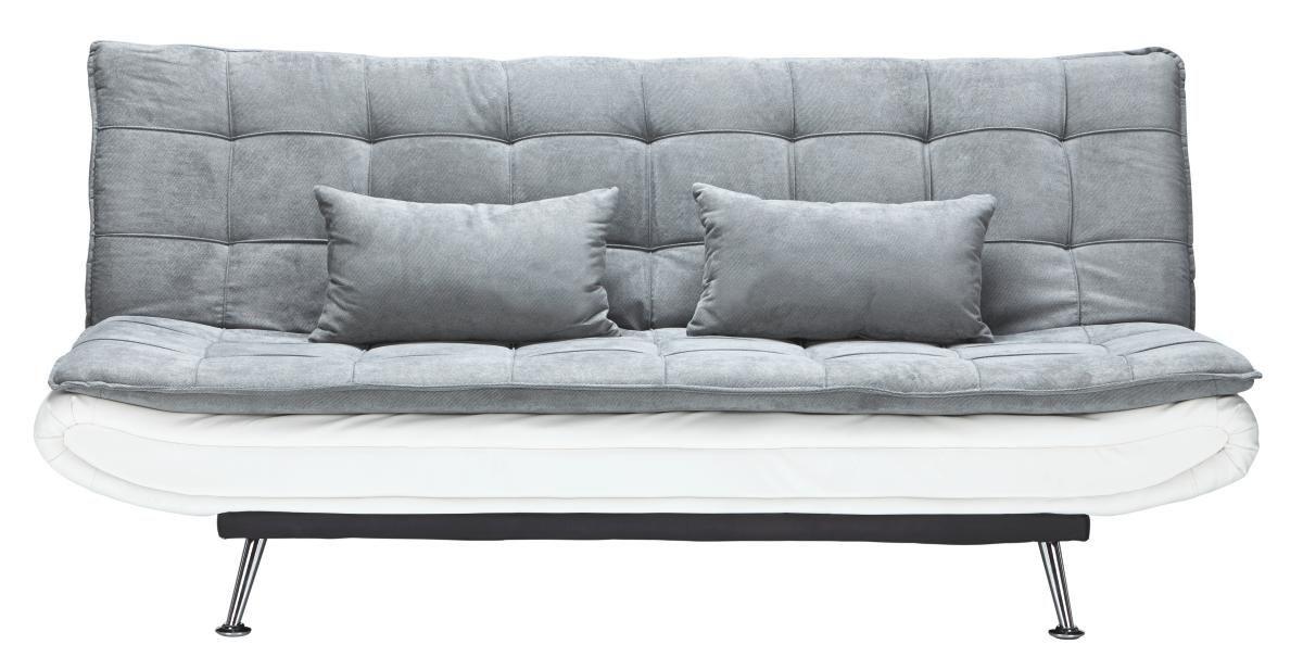 Schlafsofa in Grau mit Bettfunktion - Silberfarben/Weiß, Holz/Textil (196/92/98cm) - Based