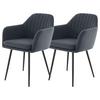 Armlehnstuhl Mila 2er-Set Grau Samt - Schwarz/Grau, MODERN, Textil/Metall (59/84/66cm) - MID.YOU