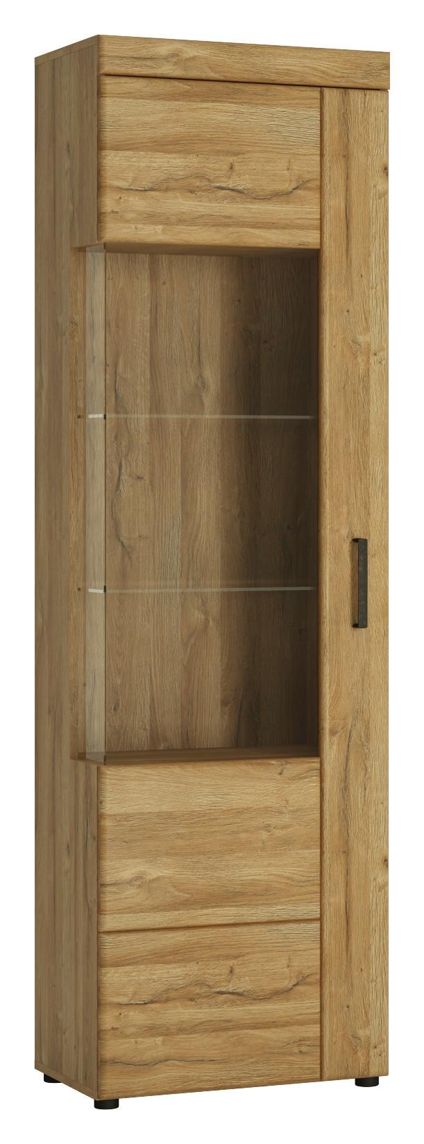 Vitrina Cortina - boje hrasta/crna, Moderno, staklo/drvni materijal (58/195/37,4cm) - Modern Living